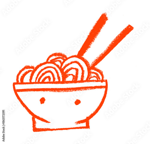 Ramen Icon Crayon Chalk Drawing Vector