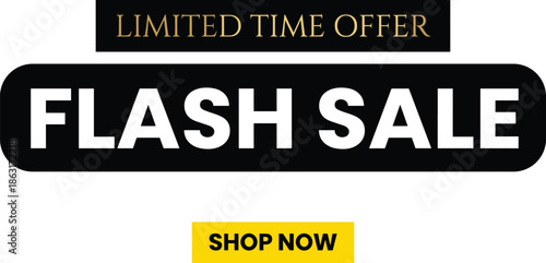 flash sale banner, limited time offer promotion, shop now call to action, ecommerce discount headline, modern marketing sale design