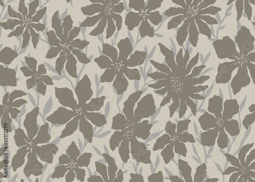 Abstract subtle floral seamless pattern. Vector illustration flat design background. 