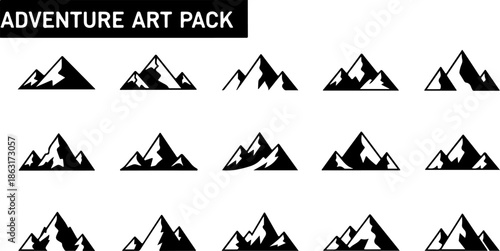 Mountain Peaks Silhouette Vector Set Collection