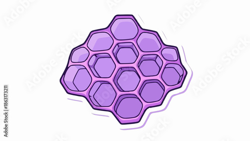 Stylized purple honeycomb structure with hexagonal cells and light purple outline