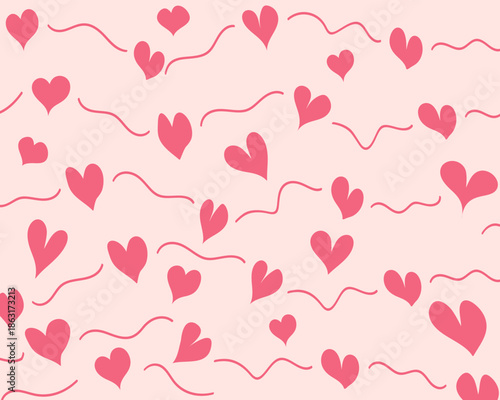 A romantic Valentine's Day backdrop featuring hearts and waves. Flat vector.