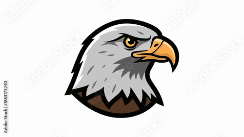 Stylized eagle head profile, rendered with bold outlines and flat colors