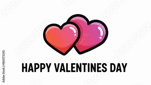 Two colorful hearts with a black outline, symbolizing love and affection