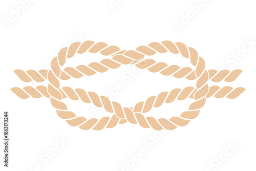 brown coiled Rope icon vector. Nautical brown rope tied in a figure eight knot. vector illustration.