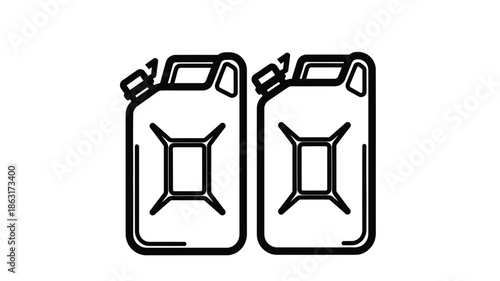 Two black fuel containers simple line art illustration a striking silhouette