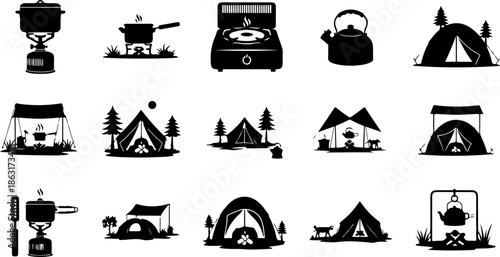 Mountain Peaks Silhouette Vector Set Collection