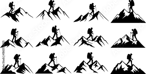 Mountain Peaks Silhouette Vector Set Collection