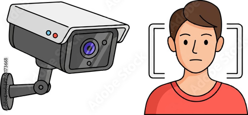 Surveillance camera captures a person's face within a frame