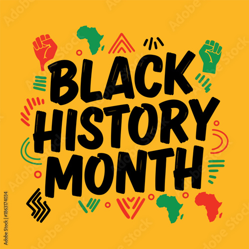 Black History Month Typography Design with Raised Fists