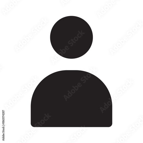 Minimal User Profile Icon Vector, Simple Black Person Avatar Silhouette Symbol Isolated on White Background for Mobile App, Website, UI UX Interface, Account Login and Branding