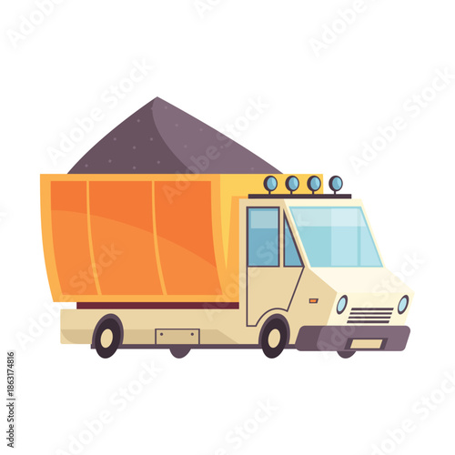 Dump Truck Loaded with Dark Material vector illustration
