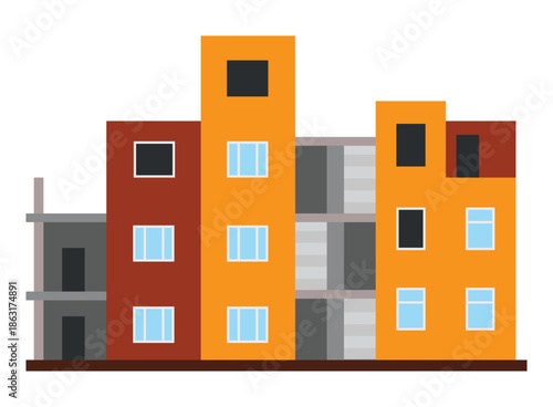 Multi-Story Building Under Construction vector illustration