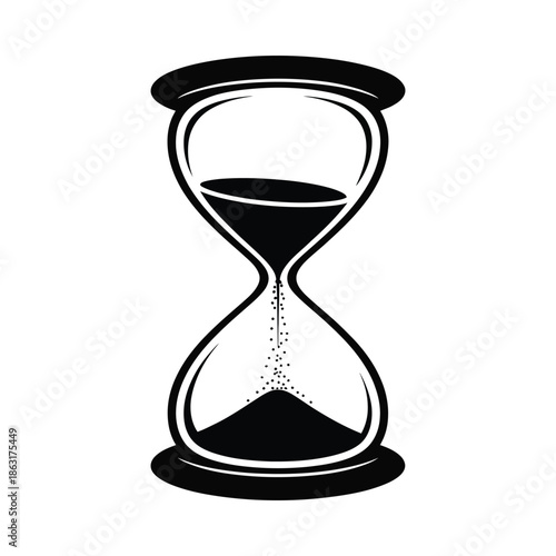 A simple black and white hourglass illustration showing the passage of time