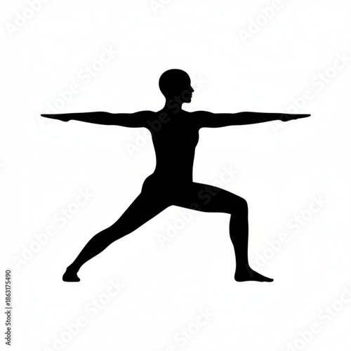 Zenith Warrior Silhouette: A tranquil silhouette of an individual, poised in a Warrior pose, embodies the essence of mindful movement and inner peace.