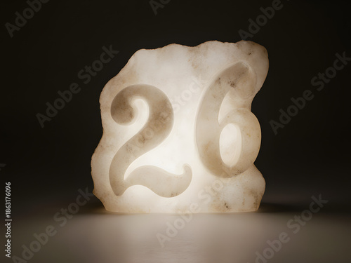 Elegant Modern Alabaster Stone Lamp: Illuminated Interior Décor with Unique Number Design