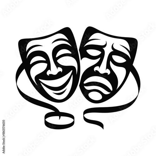 Dramatic masks representing comedy and tragedy a classic theatrical symbol