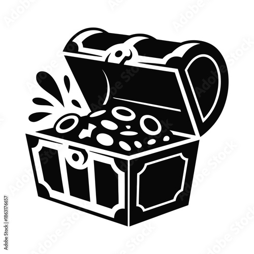 An open treasure chest overflowing with gold coins and jewels