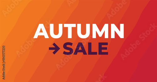 Autumn sale promotional banner design, seasonal discount background, fall shopping offer concept, orange red gradient marketing advertisement