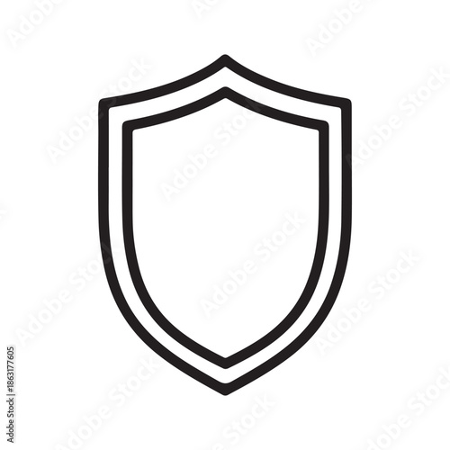 Black shield and outline icon simple shape for security and protection concept