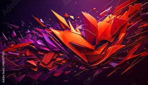 3d abstract red hearts explosion with fire and light design on dark black background for holiday love art illustration animation