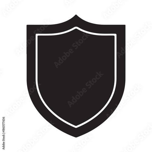 Black shield and outline icon simple shape for security and protection concept