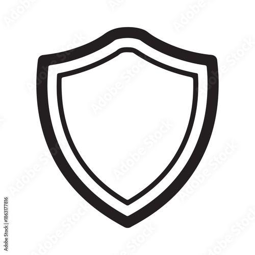 Black shield and outline icon simple shape for security and protection concept