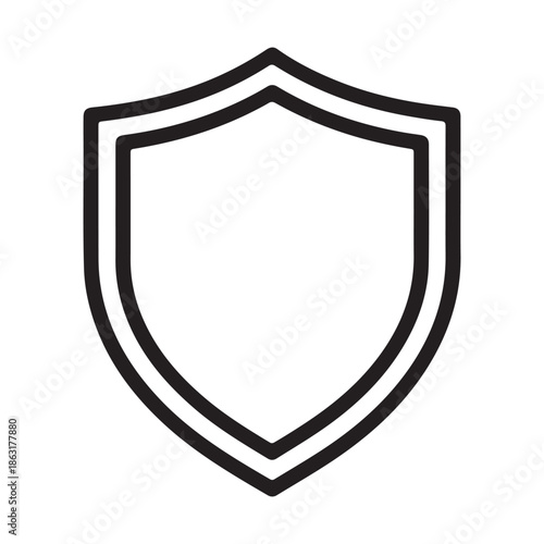 Black shield and outline icon simple shape for security and protection concept