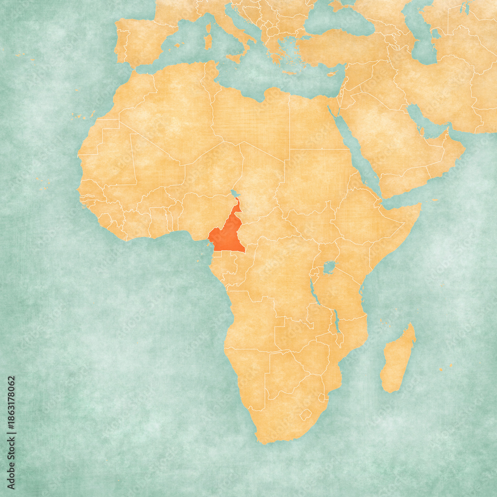 Naklejka premium Map of Africa - Cameroon