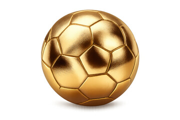 Golden soccer ball symbolizing victory, award, luxury, and success in football and sports on a transparent background