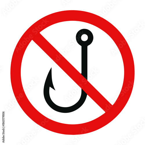 No Fishing Sign Hook Symbol forbidden prohibition