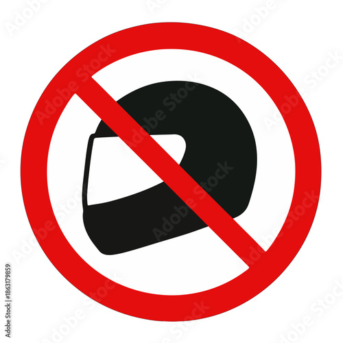 No Helmet Sign Isolated on White Background prohibition sign
