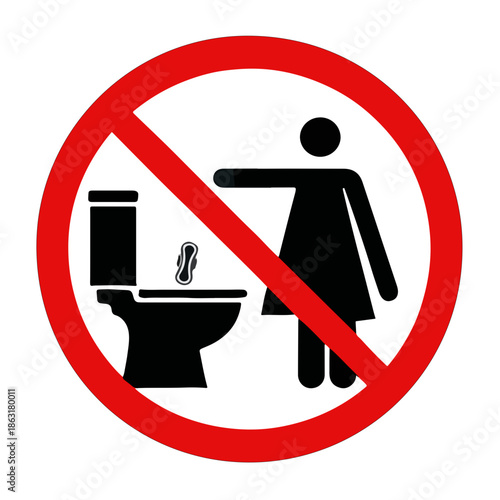 No Sanitary Pad Disposal in Toilet Sign prohibition