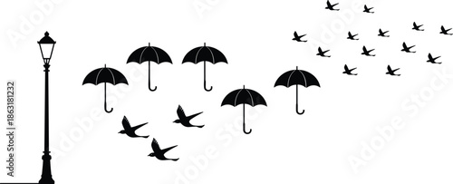 Fashion design bundle with technical flat sketches, model silhouettes, evening gowns, apparel templates, and creative umbrella bird vector illustration set