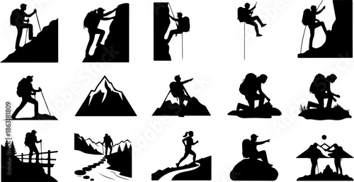 Mountain Landscape Silhouette Vector Bundle