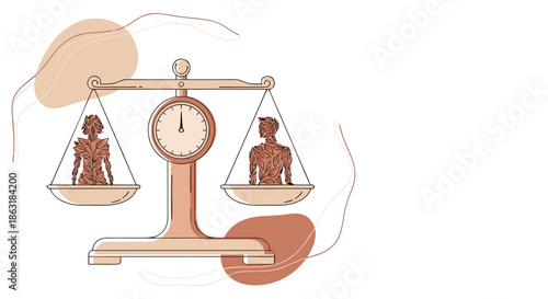 Each For Equal Campaign Concept Illustration with Balanced Gender Scale