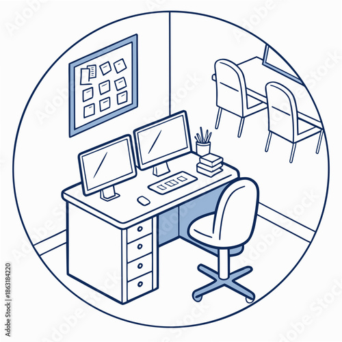 Flexible Shared Office Workspace Icon for Modern Coworking Culture and Collaborative Business Environments