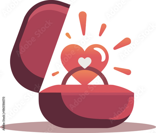 Heart-shaped diamond ring in opened jewelry box logo design for special occasion