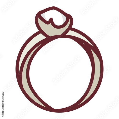 Simple minimalist engagement ring icon with diamond gem graphic