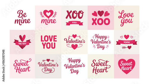 Valentine's Day Emblems: A collection of charming emblems that capture the essence of romance, including hearts, ribbons, and sweet declarations of affection.