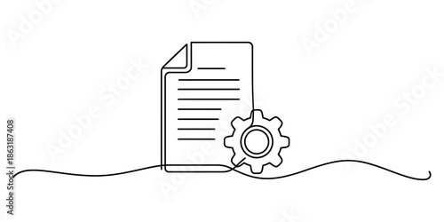Document and gear icon representing process and workflow Vector, illustration