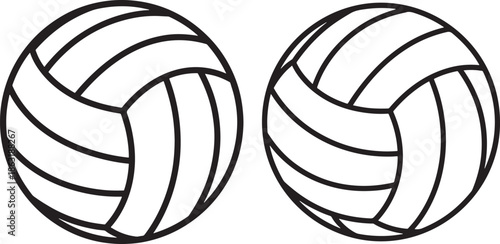 Two volleyball balls outline icon set