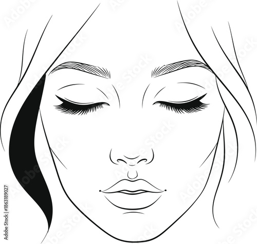 Serene female face sketch