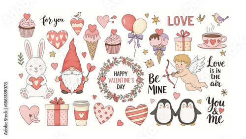 Valentine's Day Icon Set: A delightful array of festive illustrations, ideal for adding a touch of romance to any creative project.