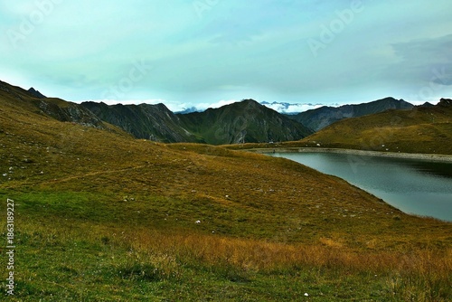 Austrian Alps - view from the path to the snowmaking pond near the Tuxer Joch hut