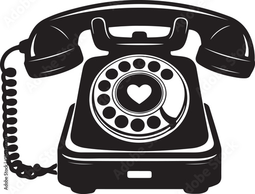 Vintage telephone with heart symbol on dial