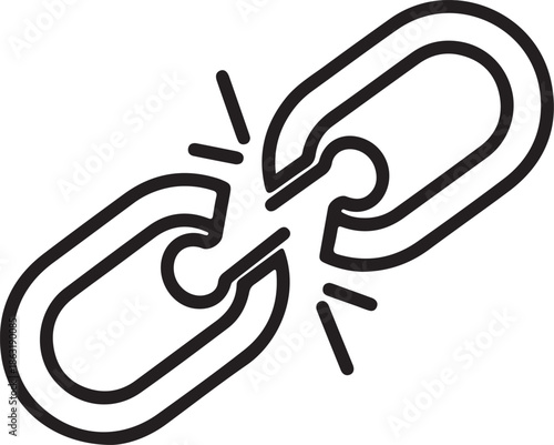 Unlink icon with broken chain links for disconnect concept outline vector