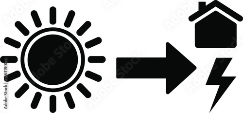 Black solid icon for solar
