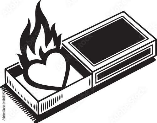 Burning heart in a matchbox