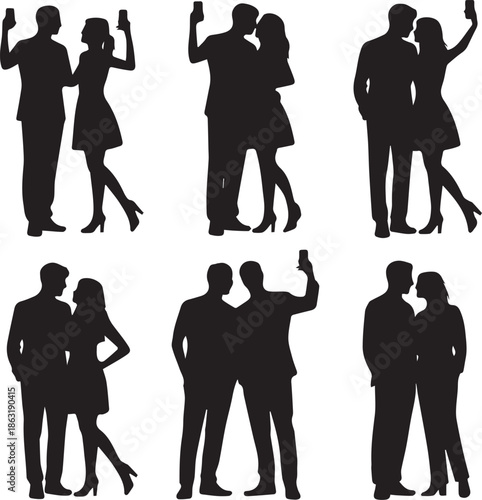 Couples Taking Selfies in Various Poses